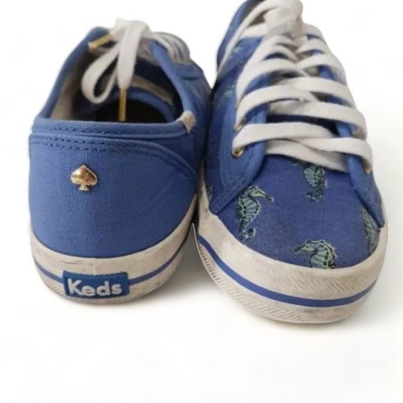 Keds x Kate Spade Collaboration Blue Canvas Seahorse Lace Up Sneakers … - Picture 8 of 10